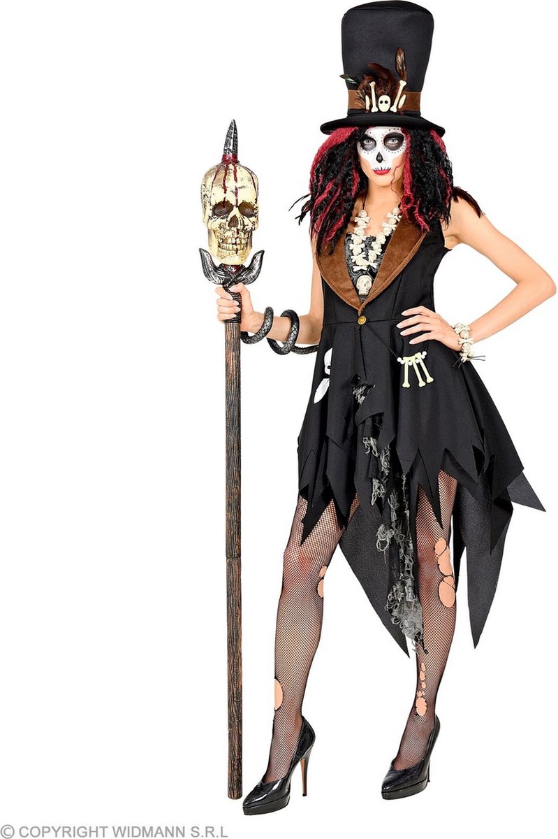 Heks & Spider Lady & Voodoo & Duistere Religie Kostuum | Leidster Van Zwarte Voodoo Priesteres | Vrouw | Medium | Halloween | Verkleedkleding